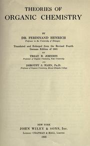 Cover of: Theories of organic chemistry by Ferdinand August Karl Henrich