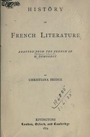 Cover of: History of French literature, adapted from the French by Christiana Bridge.