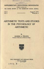 Cover of: Arithmetic tests and studies in the psychology of arithmetic by George S. Counts