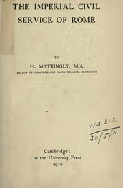 Cover of: The imperial civil service of Rome by Harold Mattingly, Harold Mattingly