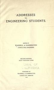 Cover of: Addresses to engineering students. by J. A. L. Waddell