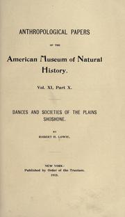 Cover of: Dances and societies of the Plains Shoshone. by Lowie, Robert Harry