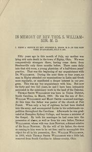 Cover of: In memory of Rev. Thos. S. Williamson, M.D.