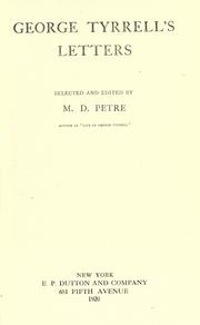 Cover of: George Tyrrell's letters