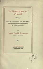 Cover of: A generation of Cornell, 1868-1898. by Jacob Gould Schurman