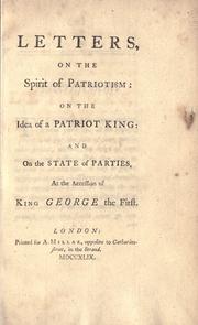 Cover of: Letters on the spirit of patriotism by Viscount Henry St. John Bolingbroke