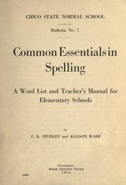 Common essentials in spelling by Clarence Knight Studley