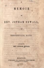 Cover of: A memoir of Rev. Jotham Sewall: of Chesterville, Maine