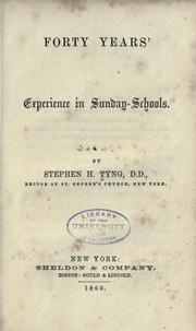 Cover of: Forty years' experience in Sunday-schools