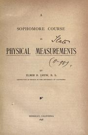 Cover of A sophomore course in physical measurements by Elmer Reginald Drew