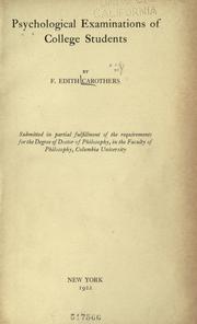 Cover of: Psychological examinations of college students