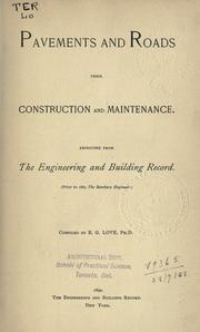 Cover of: Pavements and roads: their construction and maintenance, reprinted from The Engineering and Building Record.