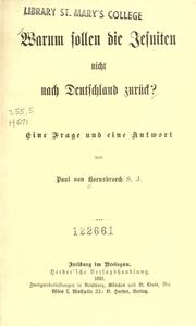 Cover of: Warum sollen die Jesuiten nicht nach Deutschland zurück: eine Frage und eine Antwort