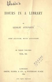 Cover of: Hours in a library. by Sir Leslie Stephen