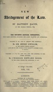 Cover of: A new abridgment of the law. by Matthew Bacon