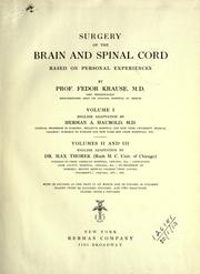 Cover of: Surgery of the brain and spinal cord based on personal experiences