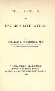 Cover of: Three lectures on English literature