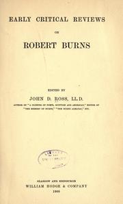 Cover of: Early critical reviews on Robert Burns by John Dawson Ross