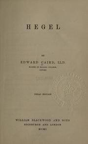 Cover of: Hegel. by Edward Caird