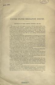 Cover of: United States irrigation survey.: Abstract of first annual report, 1888-1889.