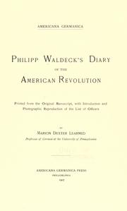 Cover of: Philipp Waldeck's diary of the American revolution by Waldeck, Philipp.