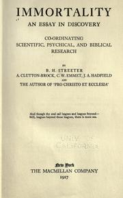 Cover of: Immortality by by Burnett H. Streeter ... [et al].