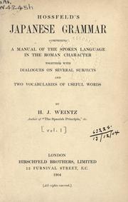 Cover of: Hossfeld's Japanese grammar by Henry J. Weintz