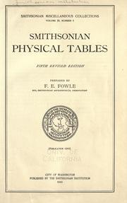 Cover of: Smithsonian physical tables. by Smithsonian Institution