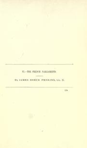 Cover of: The French parliaments