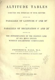 Cover of: Altitude tables ... by Frederick Ball, Frederick Ball