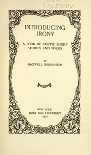 Cover of: Introducing irony by Maxwell Bodenheim