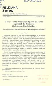 Cover of: Studies on the neotropical species of Stenus described by Bernhauer (Coleoptera, Staphylinidae) by Volker Puthz, Volker Puthz