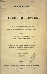 Cover of: Selections from the Edinburgh review by  edited by Maurice Cross.