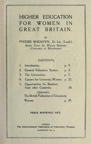 Cover of: Higher education for women in Great Britain