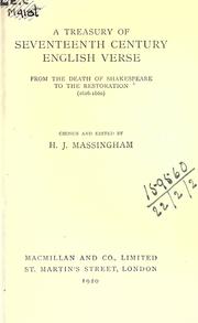 Cover of: A treasury of seventeenth century English verse from the death of Shakespeare to the restoration (1616-1660)