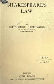 Cover of: Shakespeare's law. by Greenwood, G. G. Sir