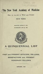 Cover of: A quinquennial list of past and present officers, fellows, benefactors and present honorary fellows.: January, 1911.