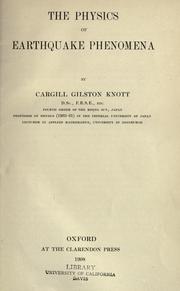 Cover of: The physics of earthquake phenomena
