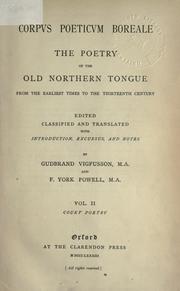 Cover of: Corpus poeticum boreale: the poetry of the old Northern tongue from the earliest times to the thirteenth century