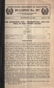 Cover of: The Argentine ant: distribution and control in the United States