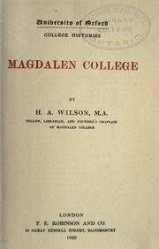 Cover of: Magdalen college by Wilson, H. A., Wilson, H. A.