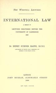 Cover of: International law by Henry Sumner Maine