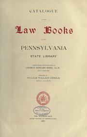 Cover of: Catalogue of law books of the Pennsylvania State library