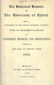 Cover of: The historical register of the University of Oxford by University of Oxford