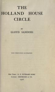 Cover of: The Holland House circle. by Lloyd Charles Sanders