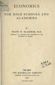 Cover of: Economics for high schools and academies. by Frank Wilson Blackmar