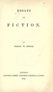 Essays on fiction by Nassau William Senior