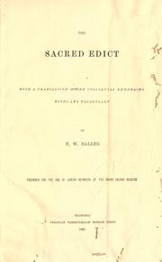 Cover of: The sacred edict