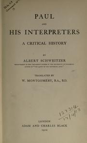 Cover of: Paul and his interpreters by Albert Schweitzer