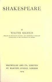 Shakespeare by Sir Walter Alexander Raleigh